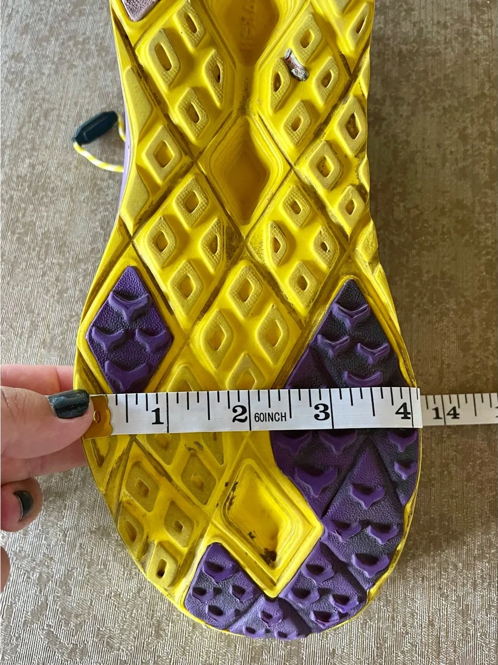 Hoka One One Women's Purple and Yellow Running Sneakers size 9
